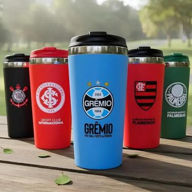 Imagem de Copo Térmico Emborrachado Inox 450 Ml Dos Times De Fu Grêmio