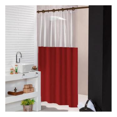 Imagem de Cortina Para Box Banheiro Impermeável An Cortina Box Vermelh