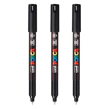 Imagem de posca Marcadores de tinta à base de água PC-1MR, ponta extrafina (0,7 mm), preto, 3 unidades