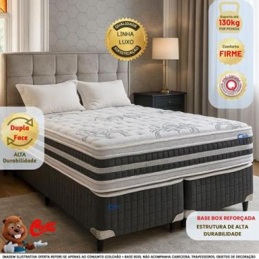 Imagem de Conjunto Box Queen Castor Silver Star Tecnopedic Dupla Face Cinza 158x