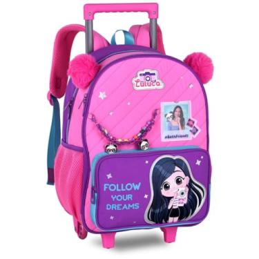 Imagem de Mochila Escolar Luluca Infantil com Rodinhas, Alça Telescópica, Compartimentos, Material P/Criança Menina, Estampa Colorida, Design Ergonômico (Mochila de Carrinho Luluca)