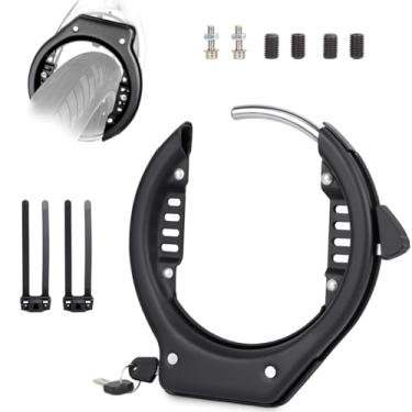 Imagem de Bloqueio de quadro de bicicleta BLAINGE, sistema de bloqueio de um empurrão para bicicletas elétricas e bicicletas, trava de roda anti-roubo resistente com suporte de montagem e 2 chaves