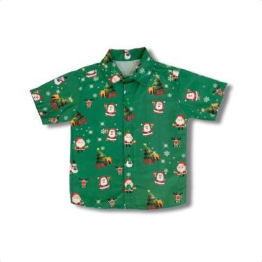 Imagem de Camisa Infantil Papai Noel Arvore Natal Social Esporte Fino - Pequenos