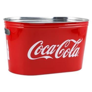 Imagem de Coca-Cola Recipiente de balde de festa para refrigerantes Food Beer Soda grande com orifícios de alça oval 40 x 25 x 24 cm