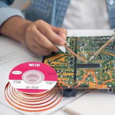 Imagem de Trança de pavio de solda 3 m de comprimento ferramenta de remoção de trança de pavio de solda 1 peça Rolo de fio de solda e desmonte componentes elétricos