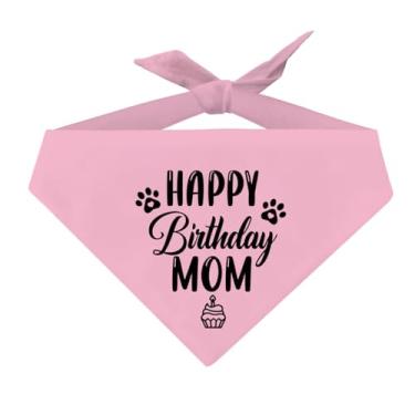 Imagem de Bandana Happy Birthday Mom Dog, lenço rosa para cachorro, cachecol de tecido confortável para cães pequenos, médios e grandes, gatos, filhotes, acessório de bandana para animais de estimação, presente