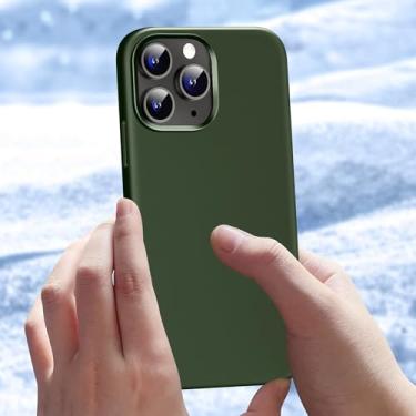 Imagem de Capa para celular compatível com iPhone 14 Pro Max de 6,7 polegadas, de silicone líquido fino, 4 camadas, capa protetora com forro de microfibra antiarranhões (verde escuro)