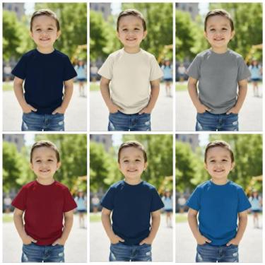 Imagem de Kit 3 Camisetas Infantil Lisa Manga Curta Verão 100% Algodão 30.1 Conf