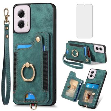 Imagem de Asuwish Capa de celular para Motorola Moto G Power 5G 2024 capa carteira com protetor de tela de vidro temperado e alça de pulso RFID suporte para cartão de crédito anel acessórios para celular G5