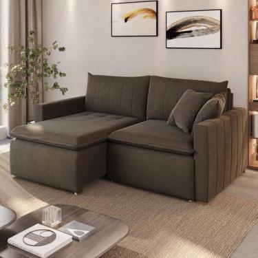 Imagem de Sofá Cama Retrátil em Madeira Eucalipto e Veludo 210cm Uruguai - Conce