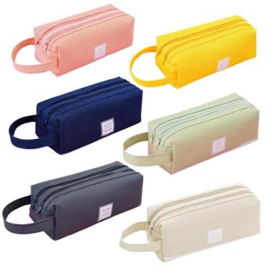 Imagem de Estojo Escolar Ziper Organizador Resistente Duplo 2 Compartimentos - E