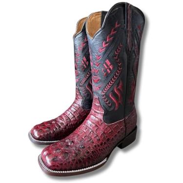 Imagem de GadwallAR Botas masculinas estilo caubói ocidental estilo cowboy sem cadarço em couro - Alex Series Snake, Caiman & Ostrich Styling bota de vaquero para hombre, Pescoço de vinho, 45