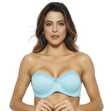 Imagem de Sutiã Bustiê Tule Poá Morisco 899 Alças Removíveis, Azul turquesa, 44