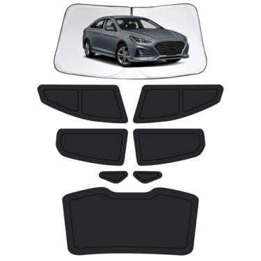 Imagem de Persianas de janela de carro para Hyundai Sonata 2015-2019, capas de janela de carro completas para privacidade, para-sol para janelas laterais do para-brisa dianteiro traseiro para bloquear UV e