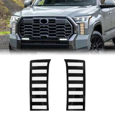 Imagem de Fancemot Faróis de neblina dianteiros de LED, luzes diurnas brancas (DRL), luzes de seta âmbar, luzes azuis de farol baixo compatíveis com Toyota Tundra 2022-2025