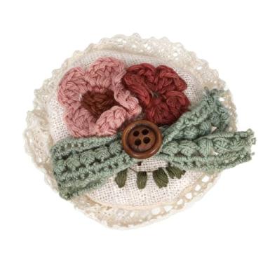 Imagem de Broche de pelúcia de algodão feito à mão para mulheres e meninas, lindos broches de frutas, acessórios de renda de feltro de lã macia para roupas, bolsas, chapéus, broches para mulheres, Medium, Liga