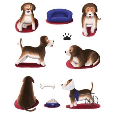 Imagem de Adesivos de Animais para Quarto Infantil Conjunto de Cães Aquarela Decoração Fofa Para Crianças 50x50cm