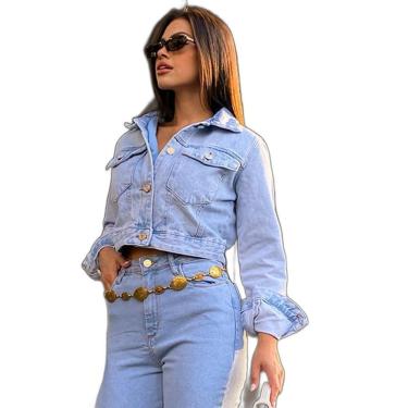 Imagem de JAQUETA JEANS FEMININA CROPPED BÁSICA-Feminino