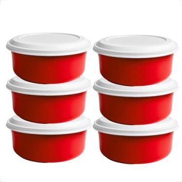 Imagem de Kit Saladeira 4,6L 10 Unidades Coloridas com Tampa Branca Em Plástico 