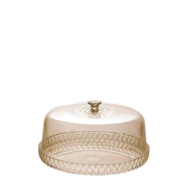 Imagem de Porta Bolo Com Tampa 14 cm X 26 cm Cristal Acrílico Fruteira Petisqueira Saladeira (CITRINO (COBRE))