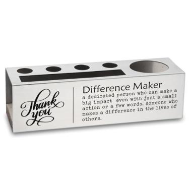 Imagem de Porta-lápis de mesa com citação de apreciação, presente de agradecimento de aço inoxidável para professor, mentor, enfermeira, colega de trabalho, organizador de escritório inspirador para mulheres e