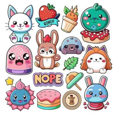 Imagem de Adesivos Kawaii Fofos para Decoração Infantil Diversificada - Animais, alimentos e objetos 30x30cm