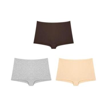 Imagem de Boxer Feminino Sem Costura - Kit 3 Peças em Algodão, XS (antigo), Conj