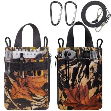 Imagem de Chuanke Organizador de bolso EDC para homens, bolsa compacta de nylon resistente com zíper e cordão de paracord, transporte para lanterna, caneta, caderno (camuflagem)