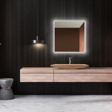 Imagem de Kit 2 ESPELHO QUADRADO DECORATIVO 80X80 COM LED - LARDECORE, Branco fr