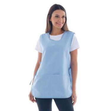 Imagem de Bata Jaleco Avental Tecido Oxford com Bolsos Amarração e Ajuste Latera