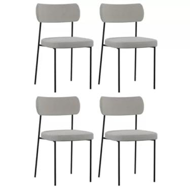 Imagem de Kit 04 Cadeiras Estofadas Melissa Sala de Jantar Cozinha Espaço Gourmet (Cinza)