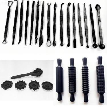 Imagem de 1 Kit Estecas + 1 Cortador Carretilha + 4 Rolos - LCplasitic