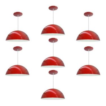 Imagem de Kit 7 Luminária Pendente Meia Lua 40cm Interior Branco Brilho Fiação 1