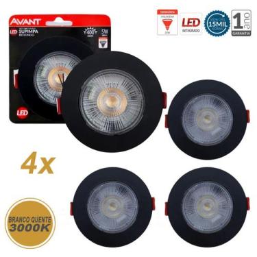 Imagem de Kit 4 Spot Led Embutir Direcionável Redondo Quente Frio - Avant, Preto