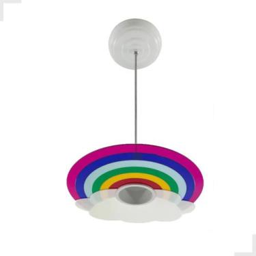 Imagem de Luminária Nuvem Arco íris pendente quarto infantil menina - Vitrine do
