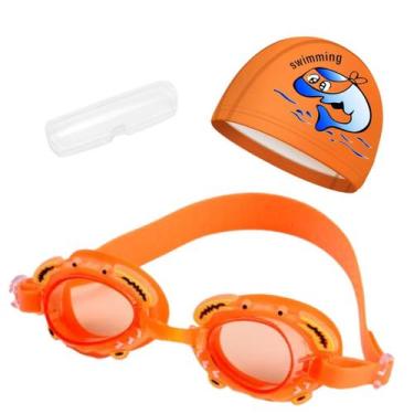 Imagem de Kit touca e óculos de natação infantil piscina com desenhos divertidos
