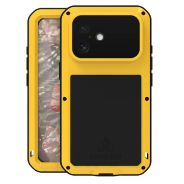 Imagem de LOVE MEI Compatível com capa para iPhone 17, esportes ao ar livre, à prova d'água, militar, resistente, à prova de choque, à prova de poeira, sujeira, alumínio híbrido, metal + silicone + vidro