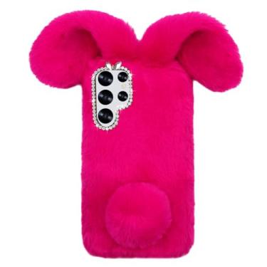 Imagem de Bonitec Compatível com Samsung Galaxy S23 Ultra 2023, capa de coelho, capa de pele brilhante para mulheres, rosa