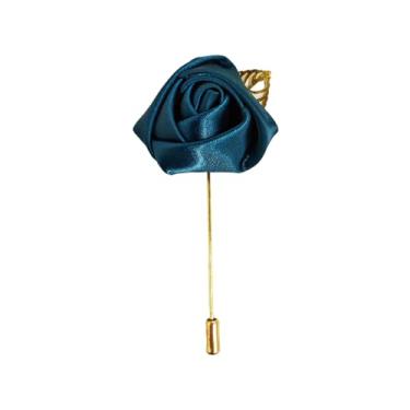 Imagem de Terno de cavalheiro, broche de flor, broche de lapela feito à mão, boutonniere vara, corsage, acessório, multicolorido, rosa, cetim, smoking, noivo, casamento, banquete, festa, Small, Metal, Sem Pedra