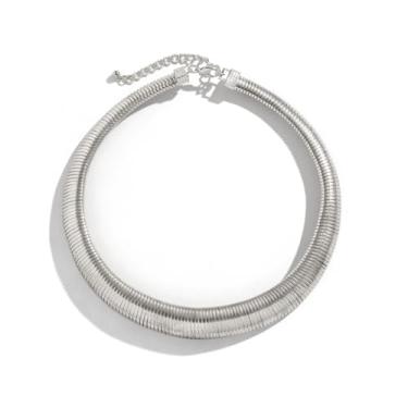 Imagem de liveliwithmin Colar gargantilha de ouro grosso para mulheres, corrente de cobra grossa, gargantilha punk torcida, joias para presentes, one size, Metal, Sem Pedra Preciosa