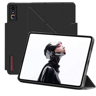 Imagem de Capa para Nubia Red Magic Pad 3 Pro – Capa fina com suporte magnético de 24 cm, couro PU, proteção total, antiarranhões, resistente à sujeira, leve [preta]
