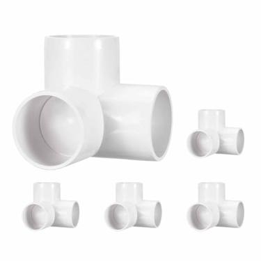 Imagem de Pacote com 5 encaixes de tubulação de cotovelo de PVC SCH40 de 5 cm, encaixe em T de saída lateral de canto de cotovelo de PVC de 3 vias, conectores de tubo de grau de móveis para projeto criativo DIY