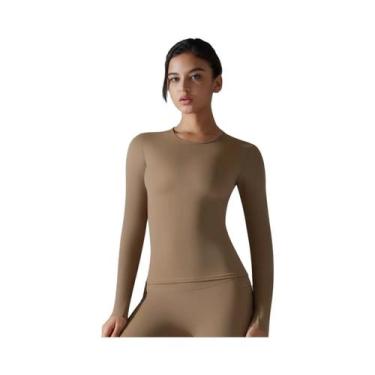 Imagem de Camisas Femininas de Manga Comprida para Ioga, Fitness e Academia - Aj