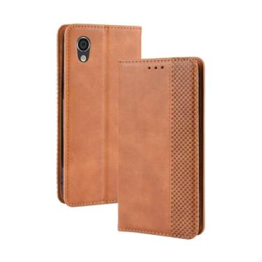 Imagem de Capa para SHARP Aquos Sense 2,Retro Flip magnético,Caso de telefone de couro PU,Design de carteira com 3 slots de cartão e 1 clipe de dinheiro -Brown
