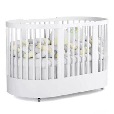 Imagem de Berço Redondo 3 em 1 Divicar Wave: Evolutivo do Berço à Minicama, Design e Segurança para o Quarto do Bebê (BRANCO)