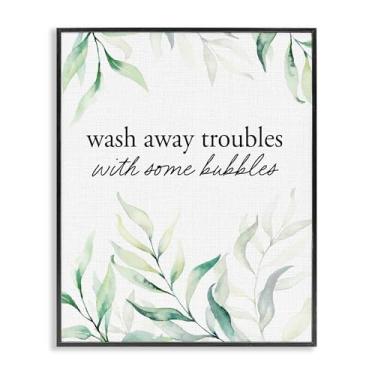 Imagem de Stupell Industries Arte giclée emoldurada branca Zen Wash Away Troubles, design por Lettered and Lined, 20 x 16