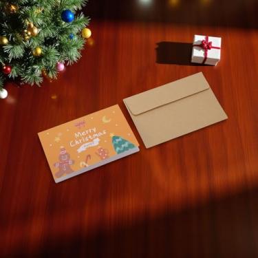 Imagem de 1 conjunto de cartão de felicitações de Natal com desenho animado homem de gengibre com papel envelope amarelo 12,7 x 8,4 cm