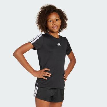 Imagem de Camiseta Adidas 3 Stripes Juvenil Preta e Cinza, 15  ANOS