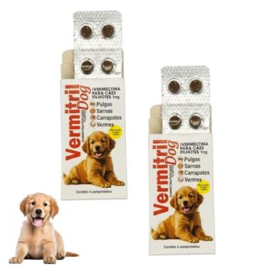 Imagem de Vermitril Dog Filhotes - Anti Pulgas, Carrapatos, Vermes, Sarnas - 8 Comprimidos (Cães até 3kg)