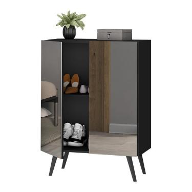 Imagem de Sapateira 2 Portas Retrô Com Espelho Nina Multimóveis V6012 Preta Preto